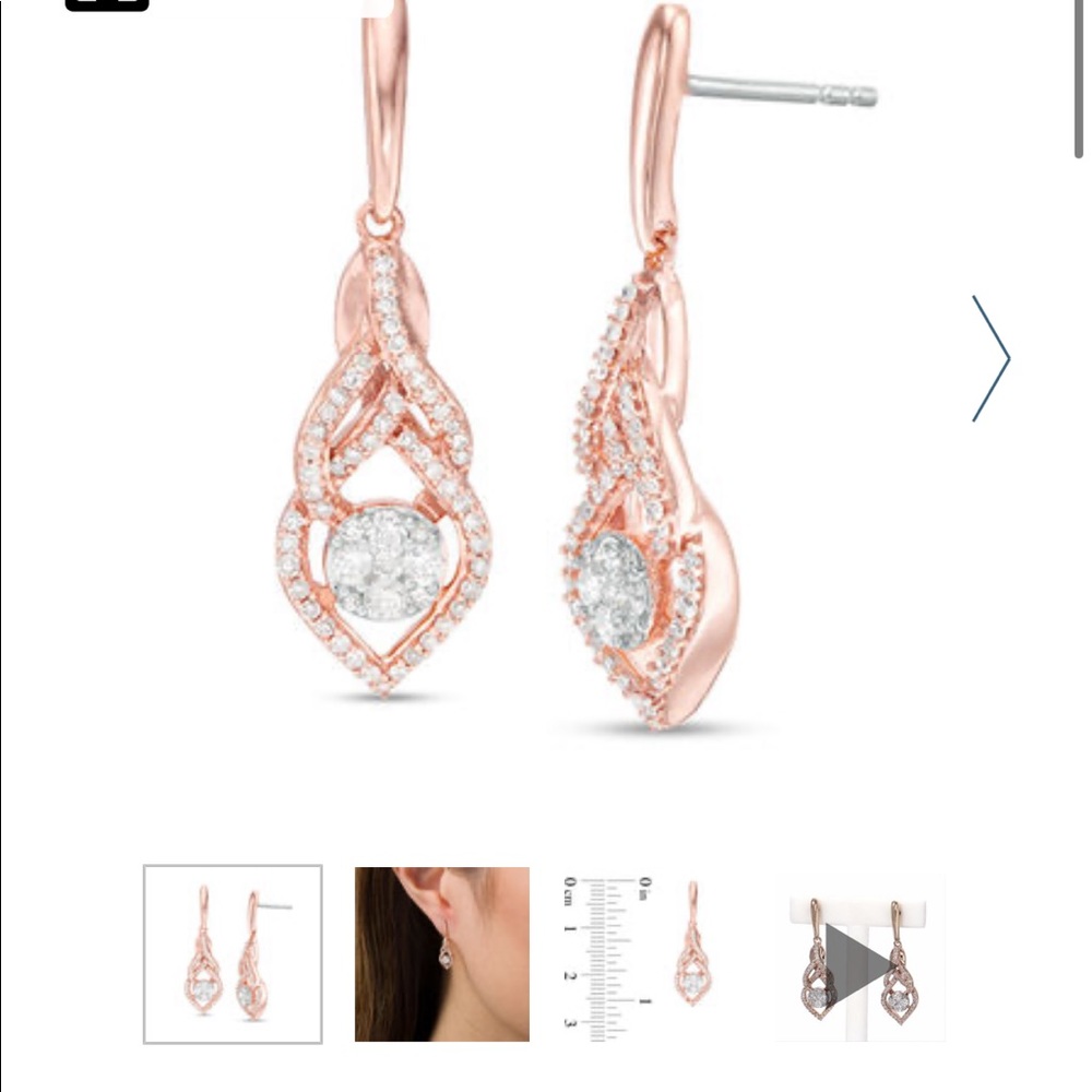 Diamond Teardrop Earrings 10K RoseGold - Picture 1 of 8